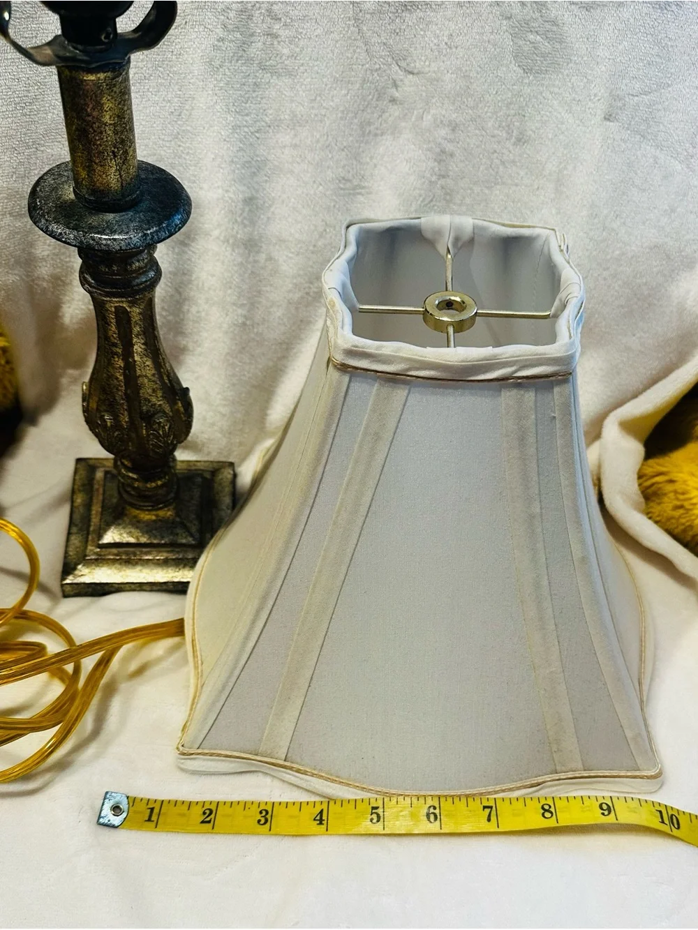 Clepasst Candlestick Table Lamp ~ Gold w/Linen Cream Shade Victorian, Romantic